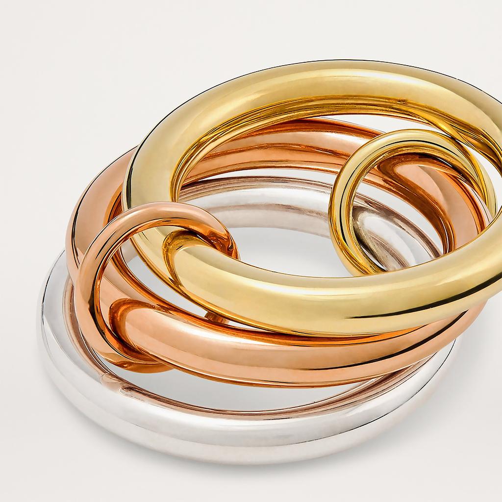 Size 678 18K Gold Plated 3 Layers 3 Colors Connecting Ring Stainless Steel Waterproof Stackable Ring Trendy Jewelry Accessory
