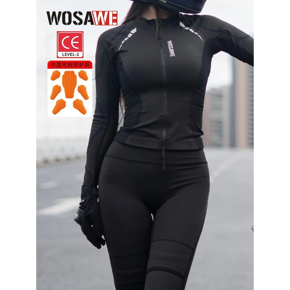 WOSAWE Women Motorcycle Protective Jacket Pants Set CE Soft Armor Summer Motorbike Full Body Riding Gear for Motocross Touring