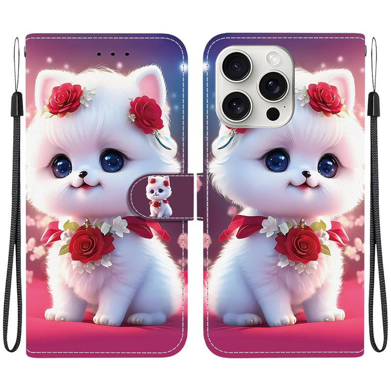 15Plus 14Pro Animal Case Lion Panda Leather Phone Cover For iPhone 15 Plus 14 Pro Max Wallet Flip Card Magnetic Protect Cases