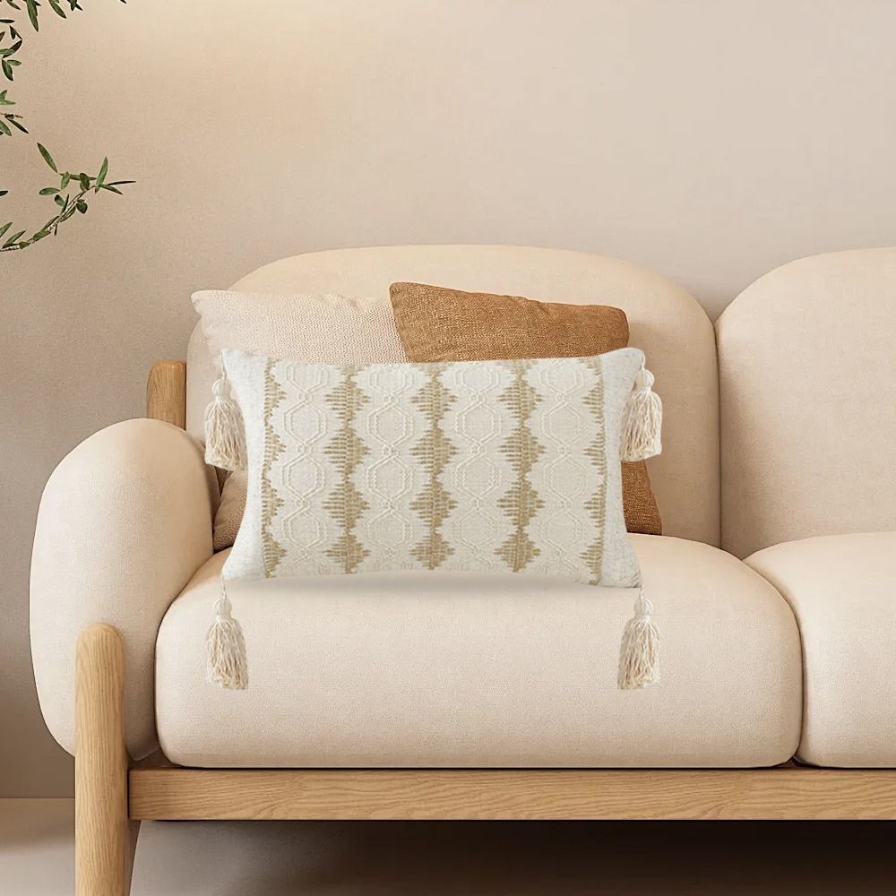 With Tassels Lumbar Pillow Cover Cotton Linen Pillowcase New Cushion Covers  Home Decor
