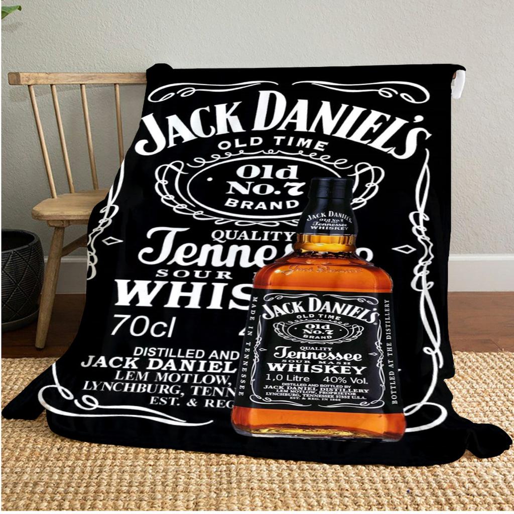 Jack Daniel's Koc Pluszowy Miękki Wygodny na Wszystkie Pory Roku Koc na Sofę Biuro Drzemki Koc Podróżny Zewnętrzny Idealny Prezent