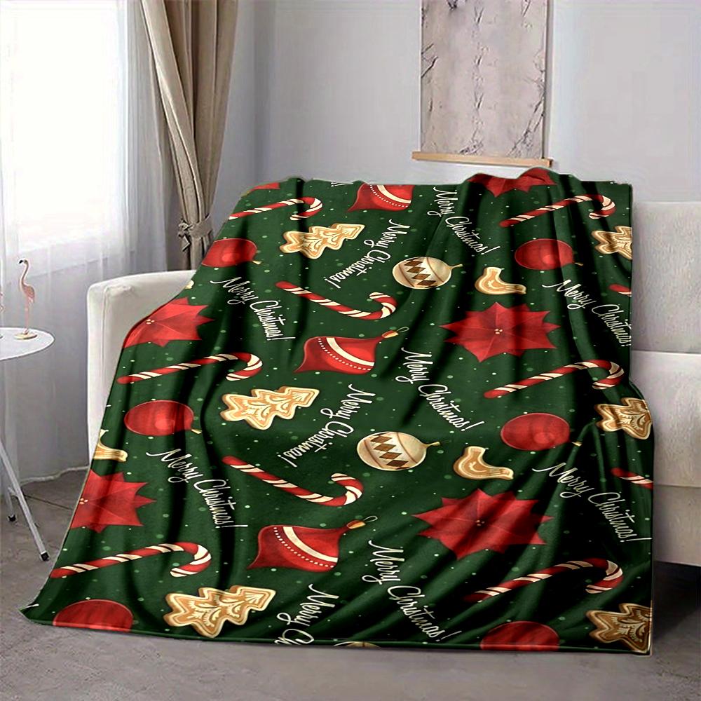 1Pc Christmas Candy Cane Blanket Soft And Comfortable Casual Warm Camping Travel Christmas Halloween Gift M91715