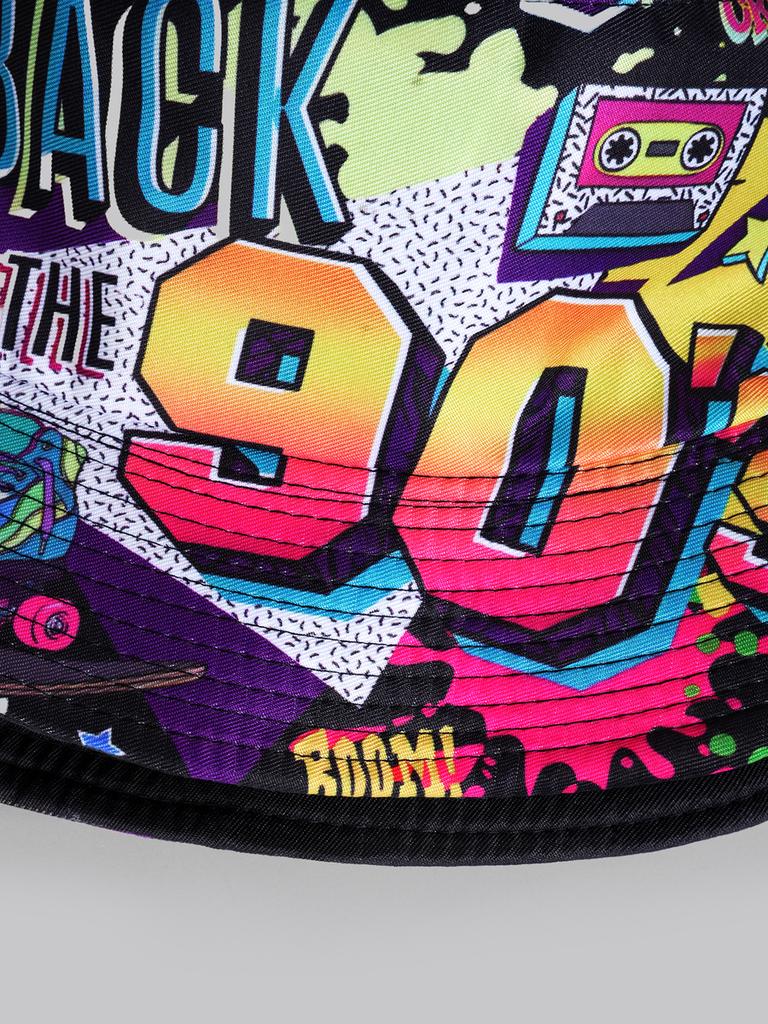 Unisex Retro 90er Muster Fischerhut Vintage Streetwear Lässiger Musikfestival Hut