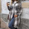 Women's Fashion Casual Long Sleeve Plaid Button With Pocket Jacket