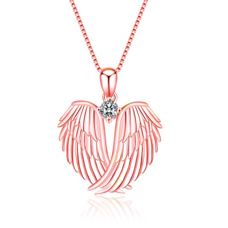 Wish Cross-Border Hot Selling Angel Wings Diamond Necklace - European & American Fashion Popular Women's Pendant.