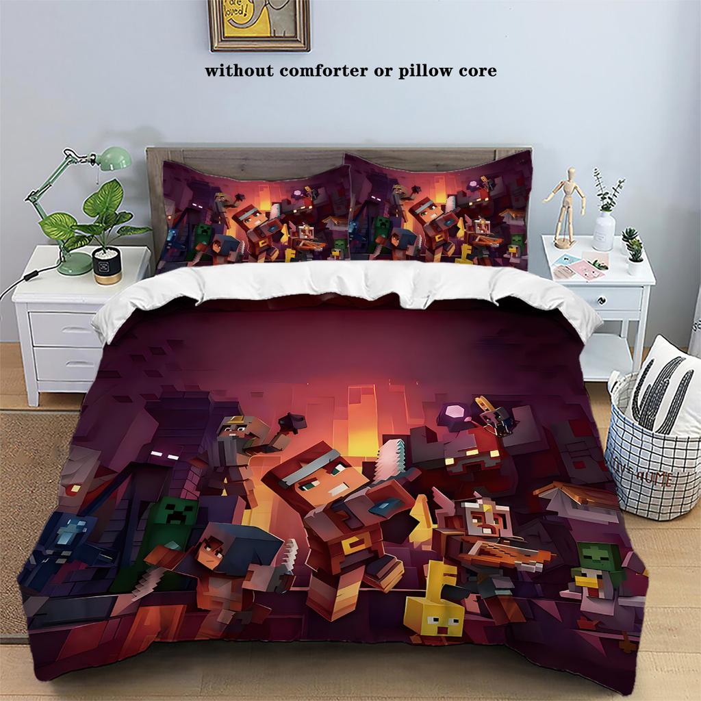 Minecraft 3D Digital Printing Polyester Three-Piece Set