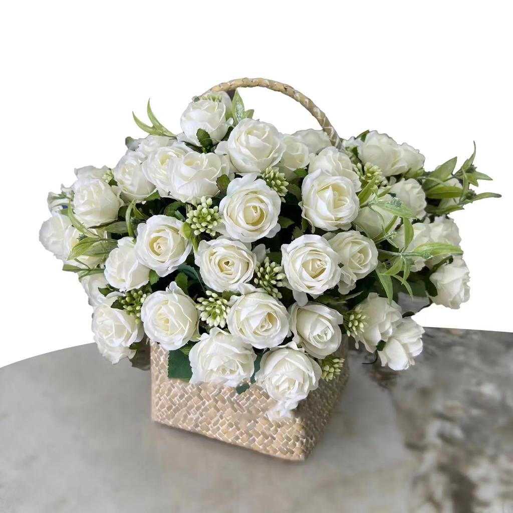 5pcs 10 Heads Rose Bouquet Artificial Flowers Western Rose Wedding Decoration 6 Colors Peonies Fake Flowers Artificial Flowers