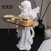 Desktop Organizer Angel Figurine Storage Tray, Elegant Jewelry Exquisite Resin Statue Decorative Accessory Tray Dish, for Rings Necklaces Earrings,