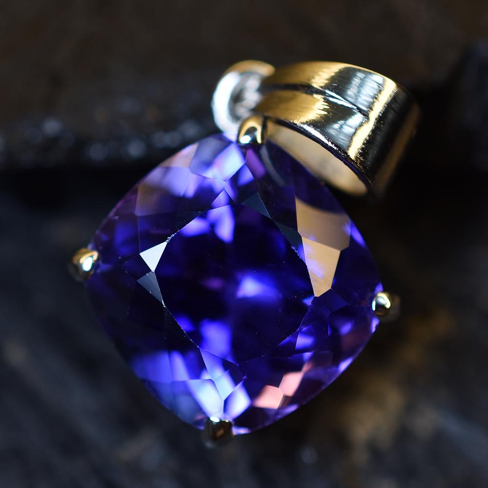 AA+ 925 Sterling Silver Pendant Blue Tanzanite Gemstone 15 Ct Natural Certified