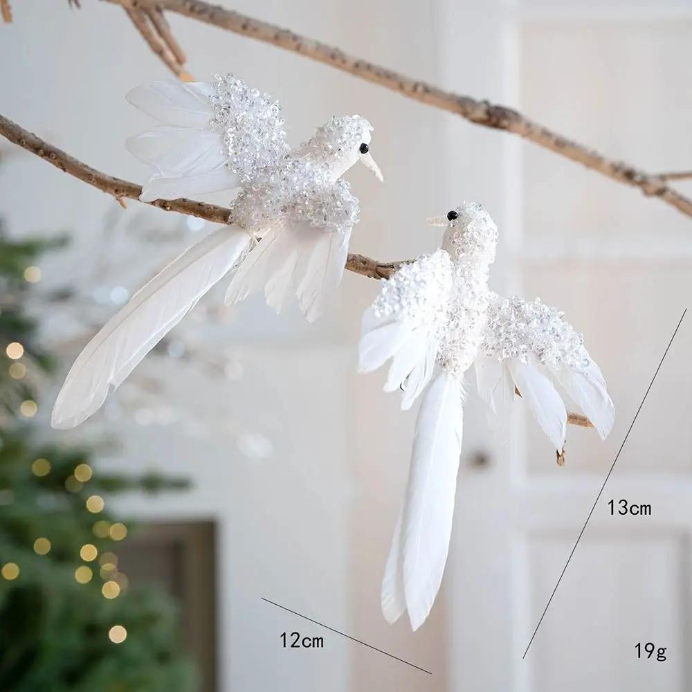 Realistic Glitter Christmas Bird Ornaments Simulate Glitter Simulation Bird Decor Feather Handmade Christmas Tree Decoration