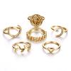 2024 Coin Crescent Leaf Ring Set 6-delt personlig ring Punk stil ring motenøytral trend