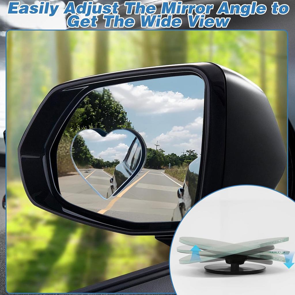 Adhesive Heart Shaped Blind Spots Mirror No Tool Needed Wide Angle Blind Spots Mirror Simple Installation for Quick Setup