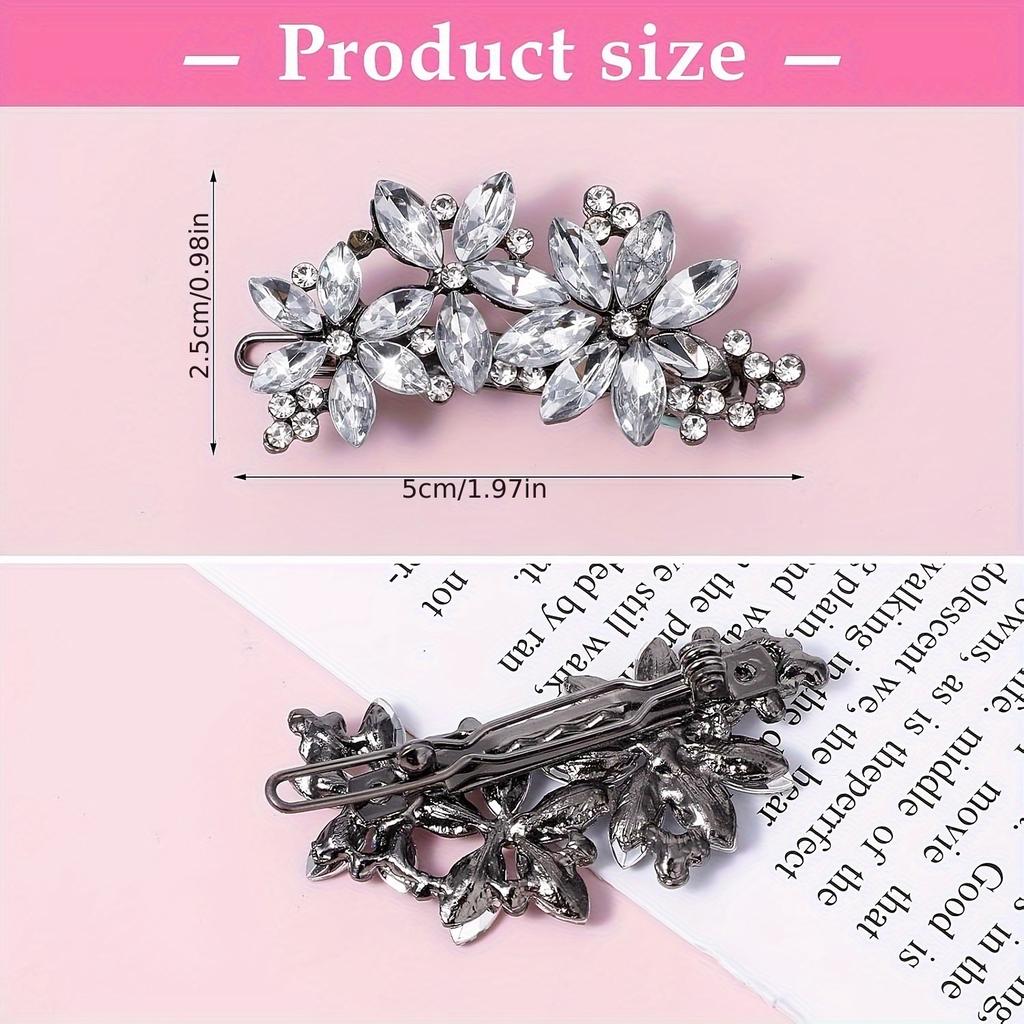 Sparkling Hair Clip With Flower Design, Suitable For Ladies' Weddings, Brides, Parties, Dances, Beauty Pageants, Bridesmaids, Formal Occasions, Gifts