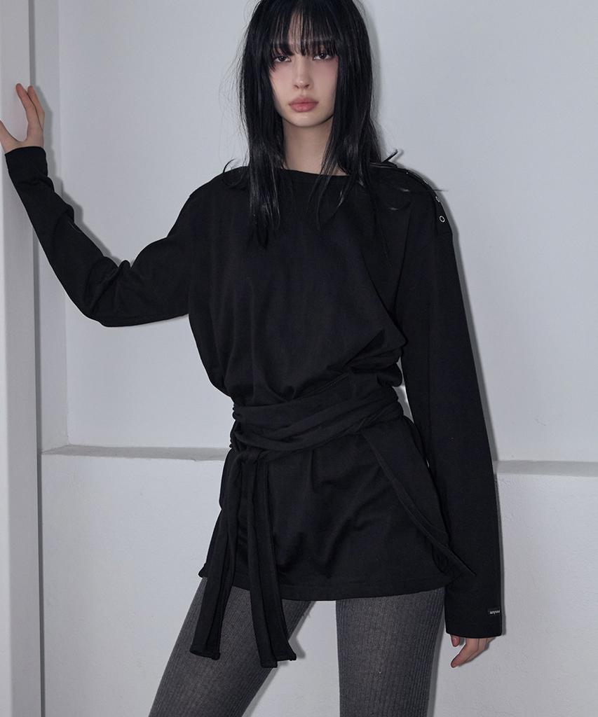 Lense Wrap-Tie Long Sleeve Tee Black