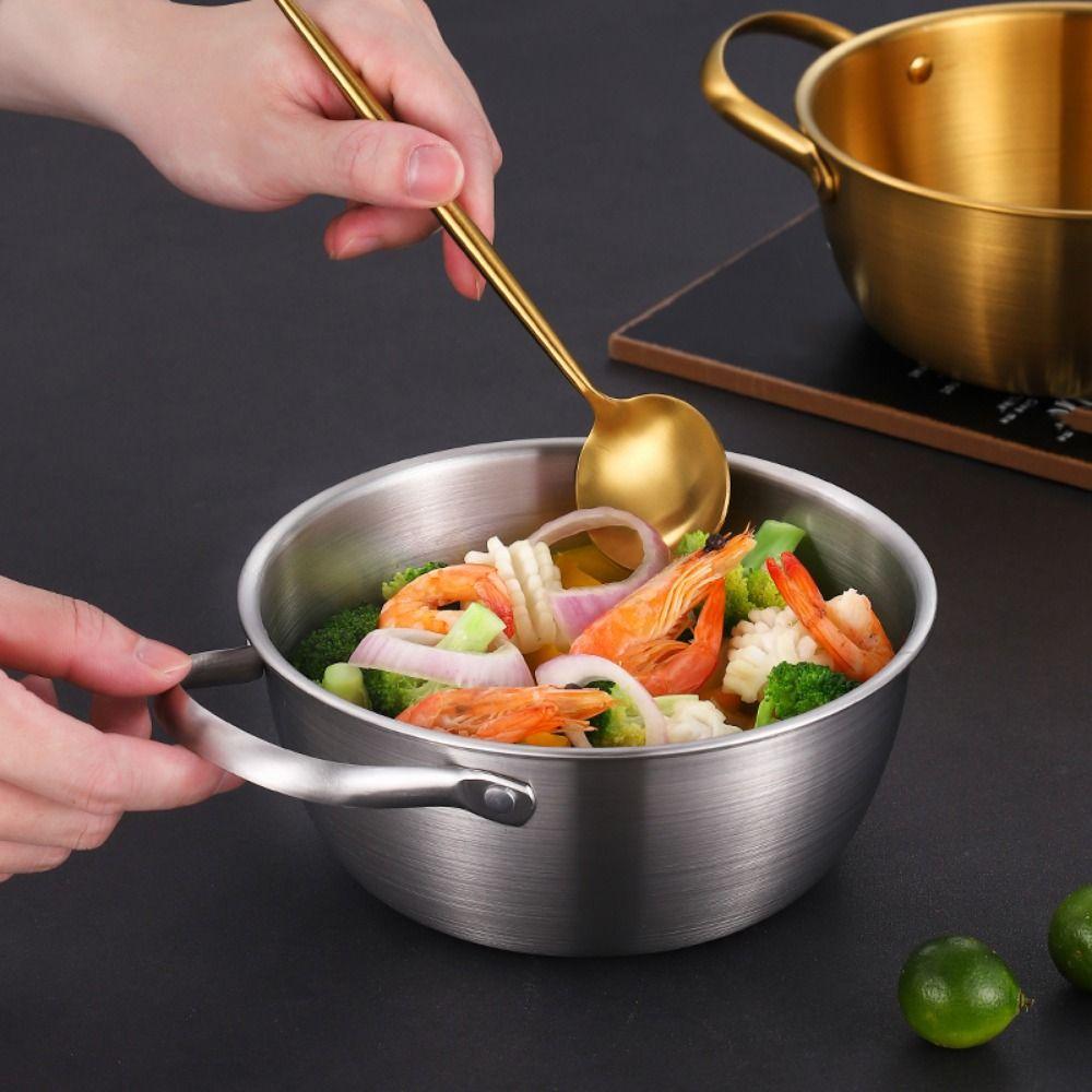 Thickened Noodles Bowl Stainless Steel Fruit Salad Bowls Nonstick Korean Ramen Pot  Salad