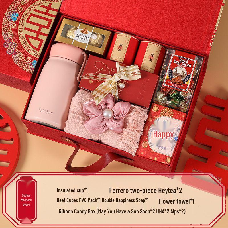 Luxury Chinese Wedding Candy Gift Box with Sugar Candies, Bridesmaid Favors, Return Gifts, and Thank You Tokens