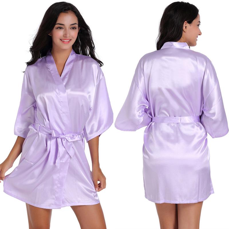 Women's Satin Twist Short Bathrobe - Glossy, Solid Color, Summer Thin, Sexy Cardigan