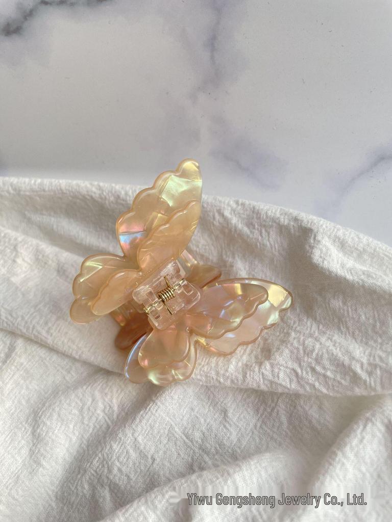 Colorful Double-Layer Butterfly Hair Clip - Fairy Shark-Style Accessory