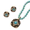 Of Retro Vintage Antique Earrings Set With Turquoise Inlaid Sapphire Pendant