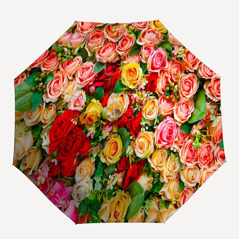 Colorful Rose Bouquet Wall Decor - Perfect for Any Occasion!Umbrella, Portable 3-Fold Umbrella for Men & Women,Christmas Gift ES303