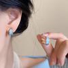 Blue Enamel C-Shaped Earrings for Women: Stylish, Versatile, Non-Pierced, Light Luxury, Mosquito Coil Design