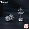 BAMOER 925 Sterling Silver Bezel Setting Moissanite Stud Earrings Round Cut Lab Diamond Earrings for Women Wedding Jewelry Gift