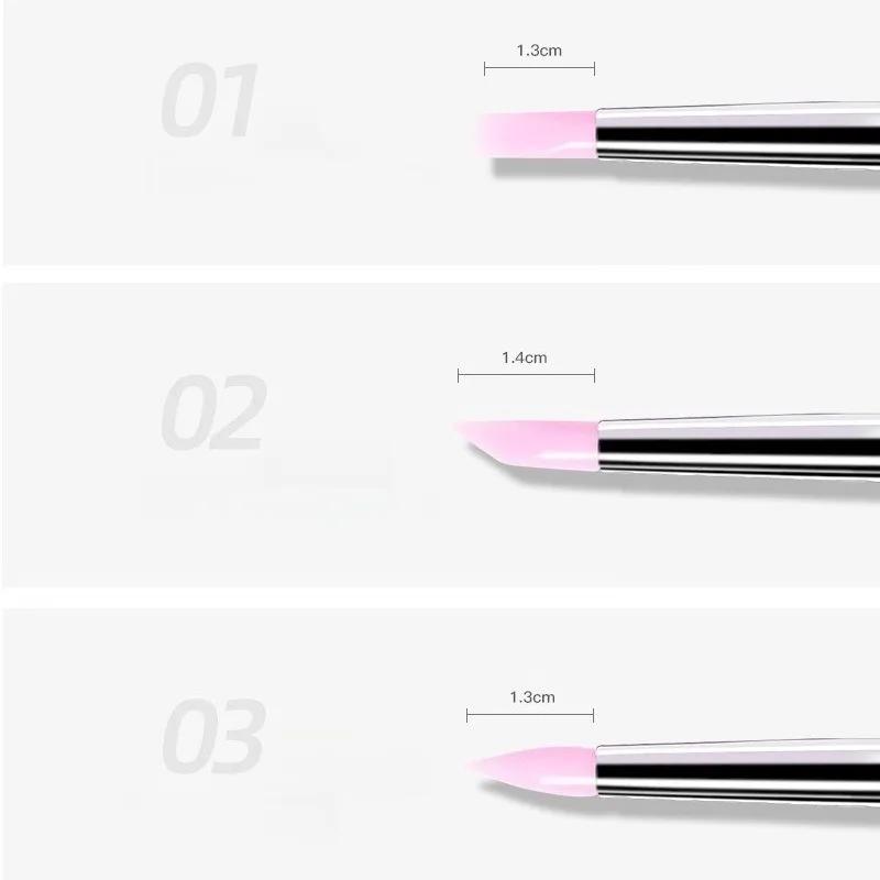 Durable Nail Art Silicone Pen Pink Rod Press Pen Dot Bead Embossed Powder Press Stick Nail Art Tools Rhinestone Tool 5PCS