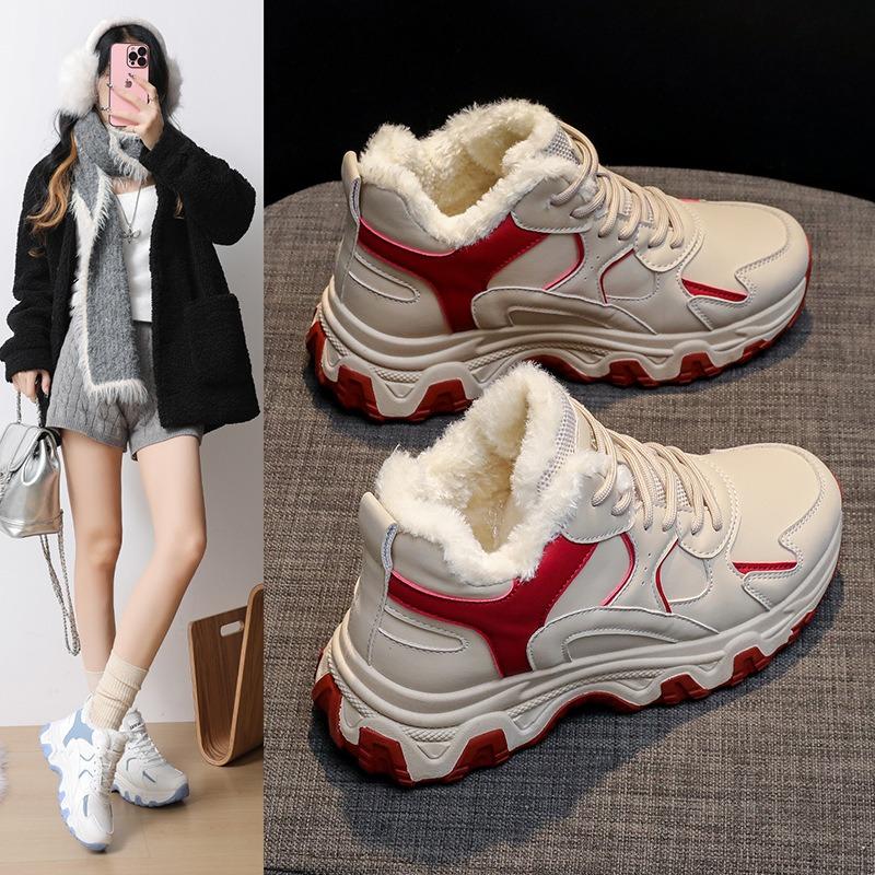 Thick-soled heightening shoes women's new winter warm and versatile sports and leisure shoes