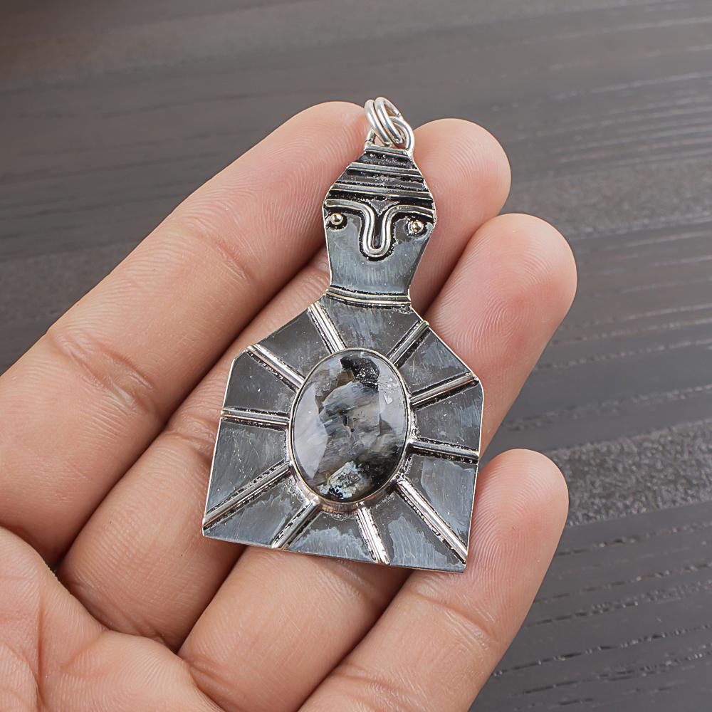 Natural Stick Agate Gemstone 925 Sterling Silver Jewelry Designer Pendant 2.2  AJP-1944