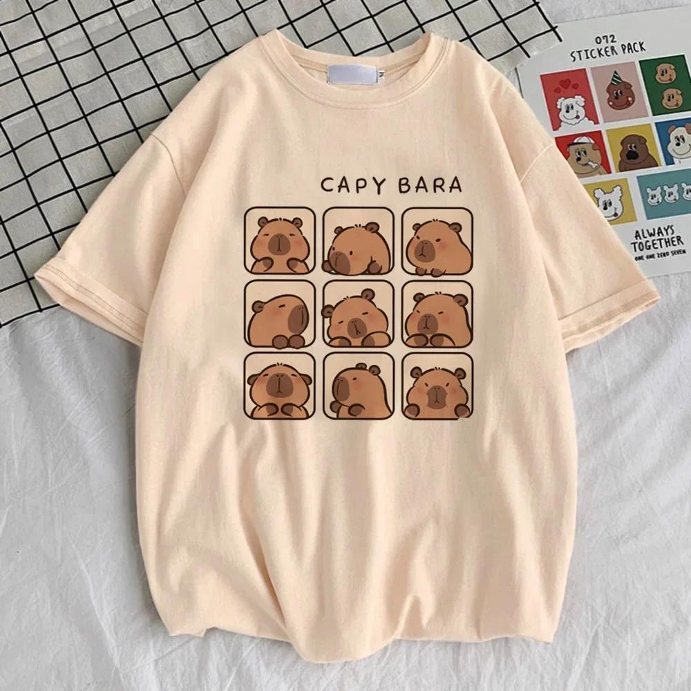 Round Neck T-shirt Cute Tops Women Clothes Capybara Kapibara Women Fashion T-shirts