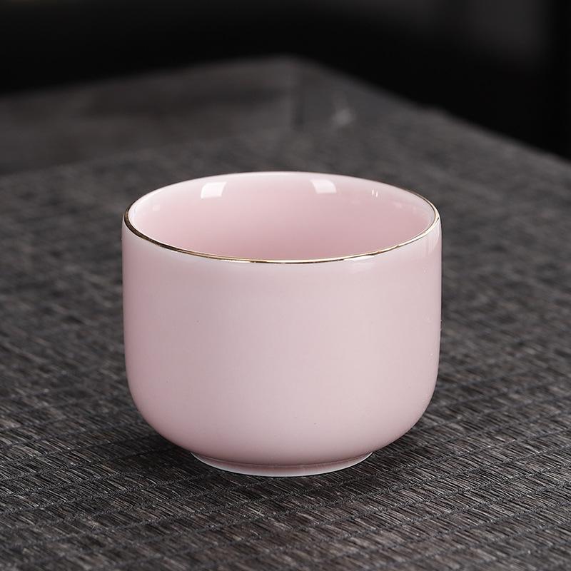 Celadon Glaze Ceramic Tea Cup Straight Cylinder Master Bowl Japanese Minimalist Style Gongfu Tea Ware for Home Use