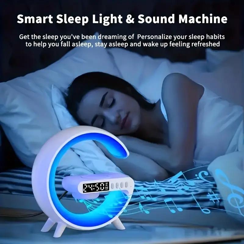 Çok Fonksiyonlu Kablosuz Şarj Standı Alarm Hoparlör Uygulama Kontrolü Işık Lamba Hızlı Şarj İstasyonu Dock iPhone Samsung Xiaomi için