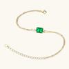 Silvere Glam New Square Emerald Bracelet From Europe And America, High-end Design Sense, Double-chain Jewelry, S925 Sterling Silver Chain