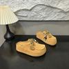 Sapatos de couro com sola grossa, chinelos de meia-bota, femininos, outono, nova moda, versáteis, preguiçosos, de um pedal, chinelos da moda