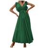 Women's Fashion Slim Sexy Ruffle Sleeve Chiffon Pleated Skirt Solid Color Dress