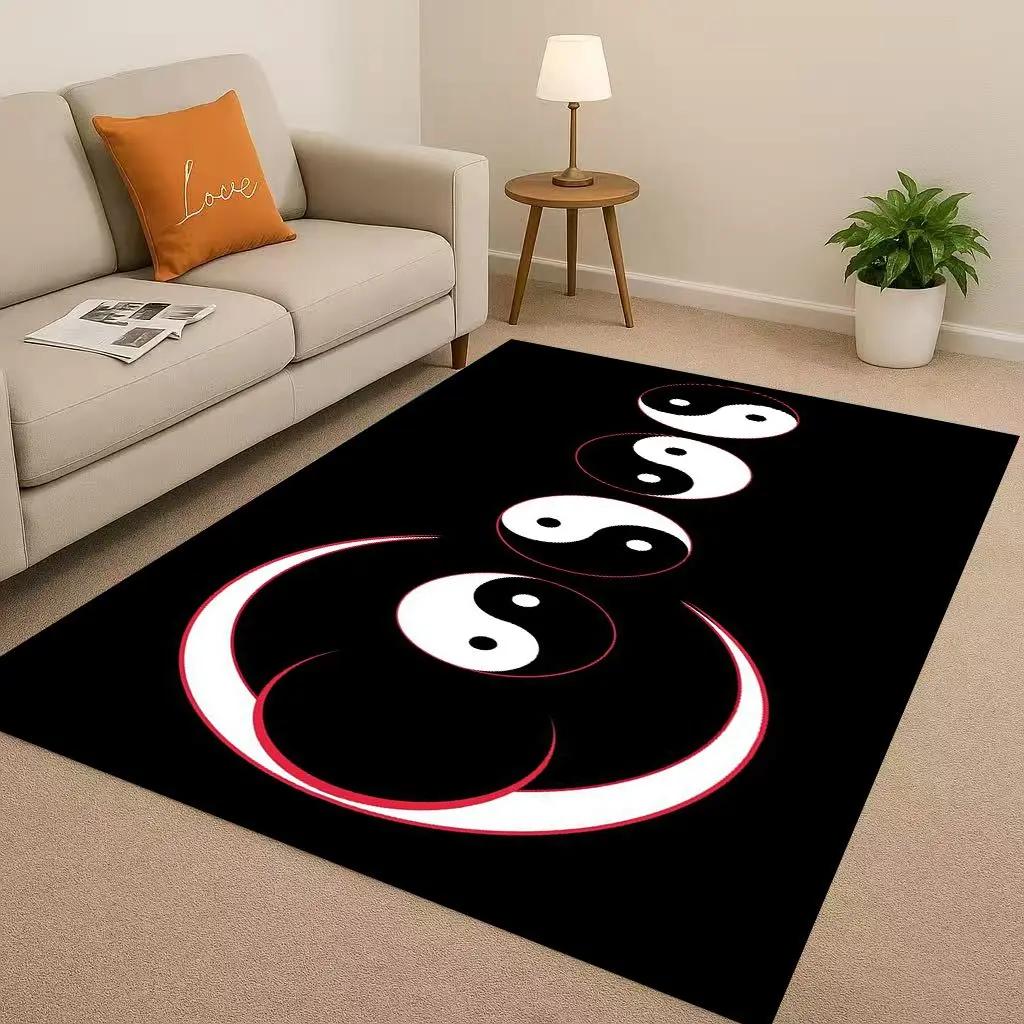 New Yin Yang Chinese Tai Chi Natural Balance Art Living Room Non-Slip Area Rug Soft Carpet for Bedroom Sofa,Home Decor Doormat