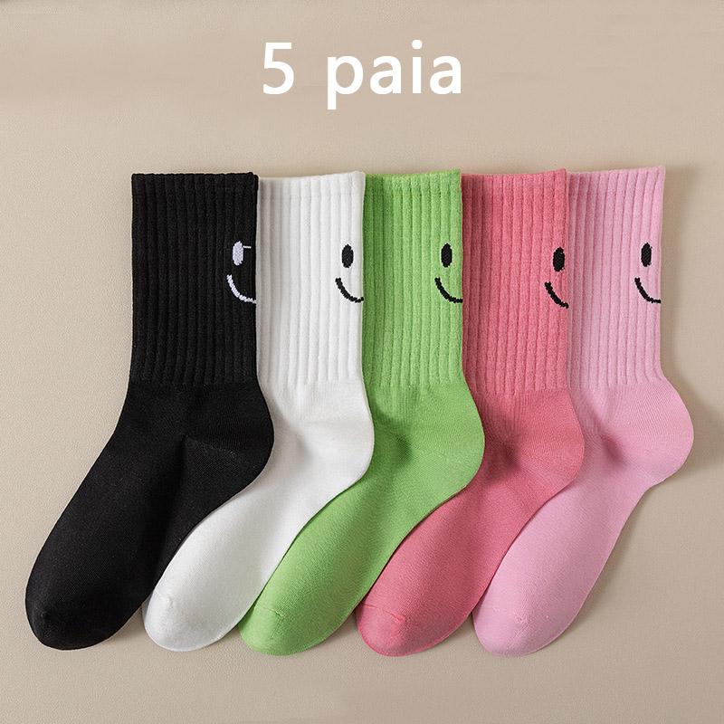 5pairs Dopamine-Ins Fashionable Cute College Style Mid-Calf Socks