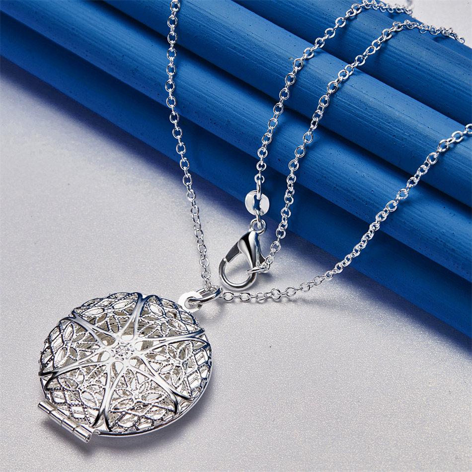 925 Sterling Silver 16-30 Inch Exquisite Circular Pattern Pendant Necklace for Women's Fashion Wedding Accessories, Jewelry Gift