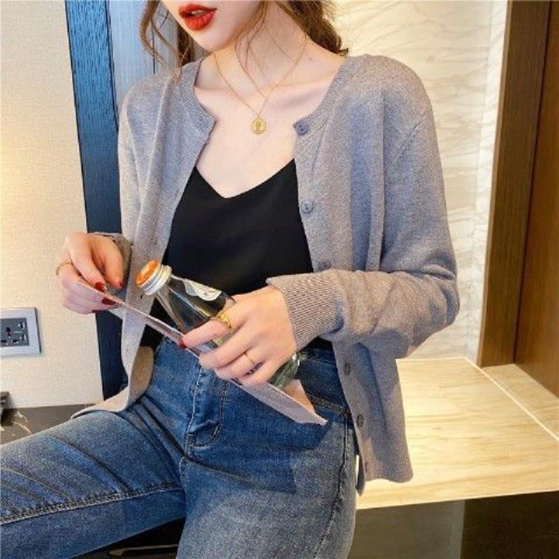 New knitted cardigan women's spring and autumn shawl jacket long-sleeved knitted knitted sweater outer women