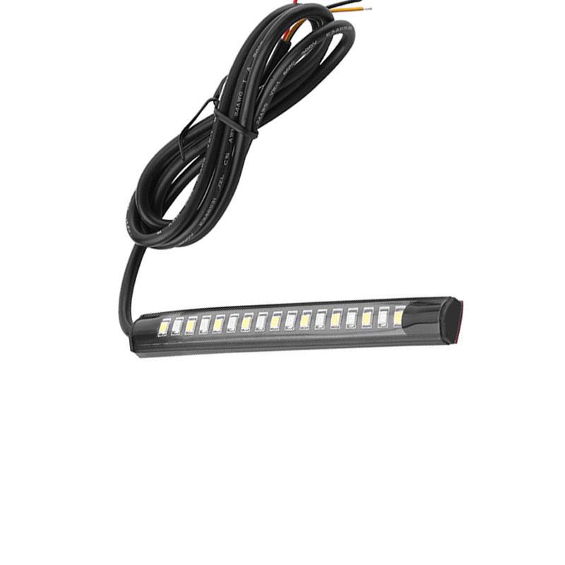 Universal Flexible 17 LED Motorcycle DRL Brake Light Turn Signal Light Strip Number License Plate Light Flashing Tail Stop Light