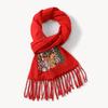 Winter Christmas Red Versatile Elk Print Imitation Cashmere Thickened Warm Fringed Scarf Autumn and Winter Men and Women