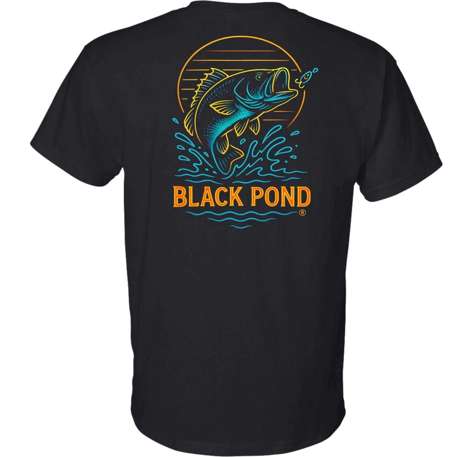 Black Pond Freshwater Series Men s T-shirt Largemouth Bass Fishing Neon Light S