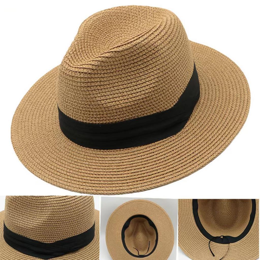 Big Eaves Travel Sun Protection Hat Top Hat Men's Sun Hat, Outdoor Straw Hat Jazz Hat Crimped British Top Hat