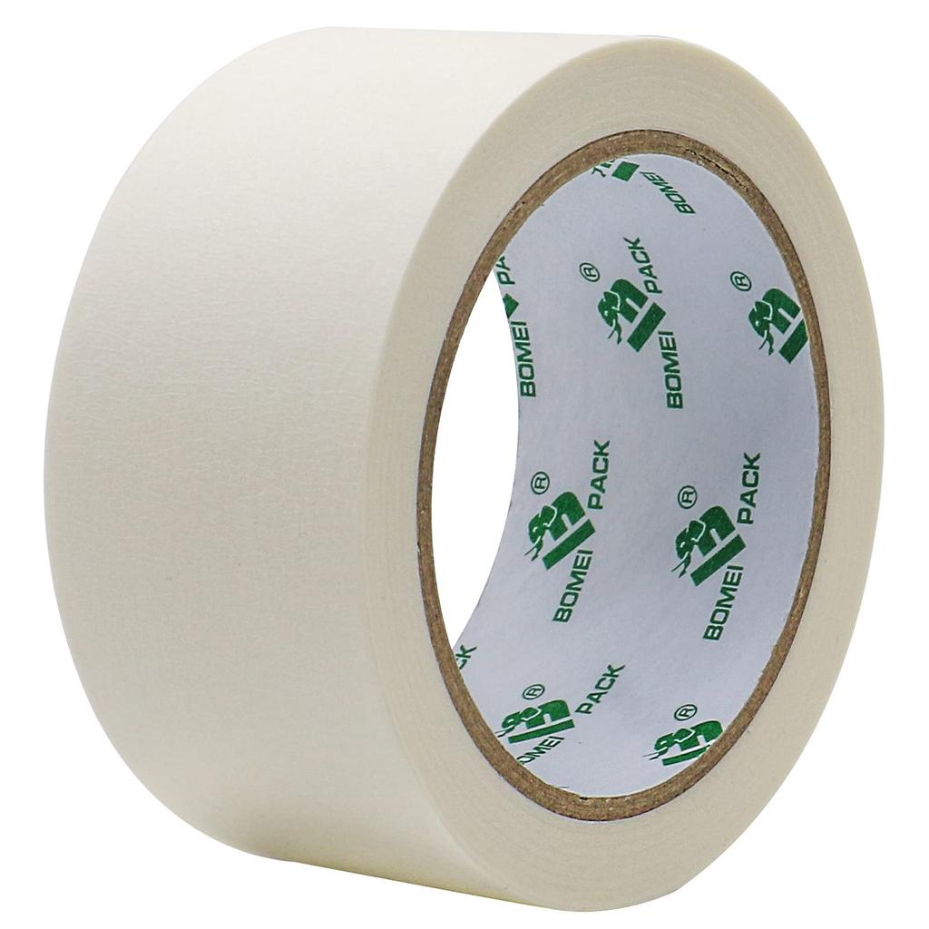 BOMEI PACK Bau-Abdeckband, Weiß, 50 mm breit x 50 m lang, Allzweck-Malerklebeband, 4 Rollen