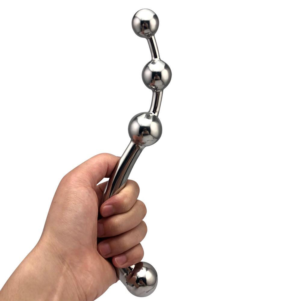 Stainless Steel Prostate Bead Massager Masturbation Stick Back Court Bolt Butt Plug Adult Sex Product