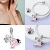 Copper Pink Ballet Skates Girls Charms Fit Original Bracelet Necklace Diy Bead For Women Jewelry Make Gift