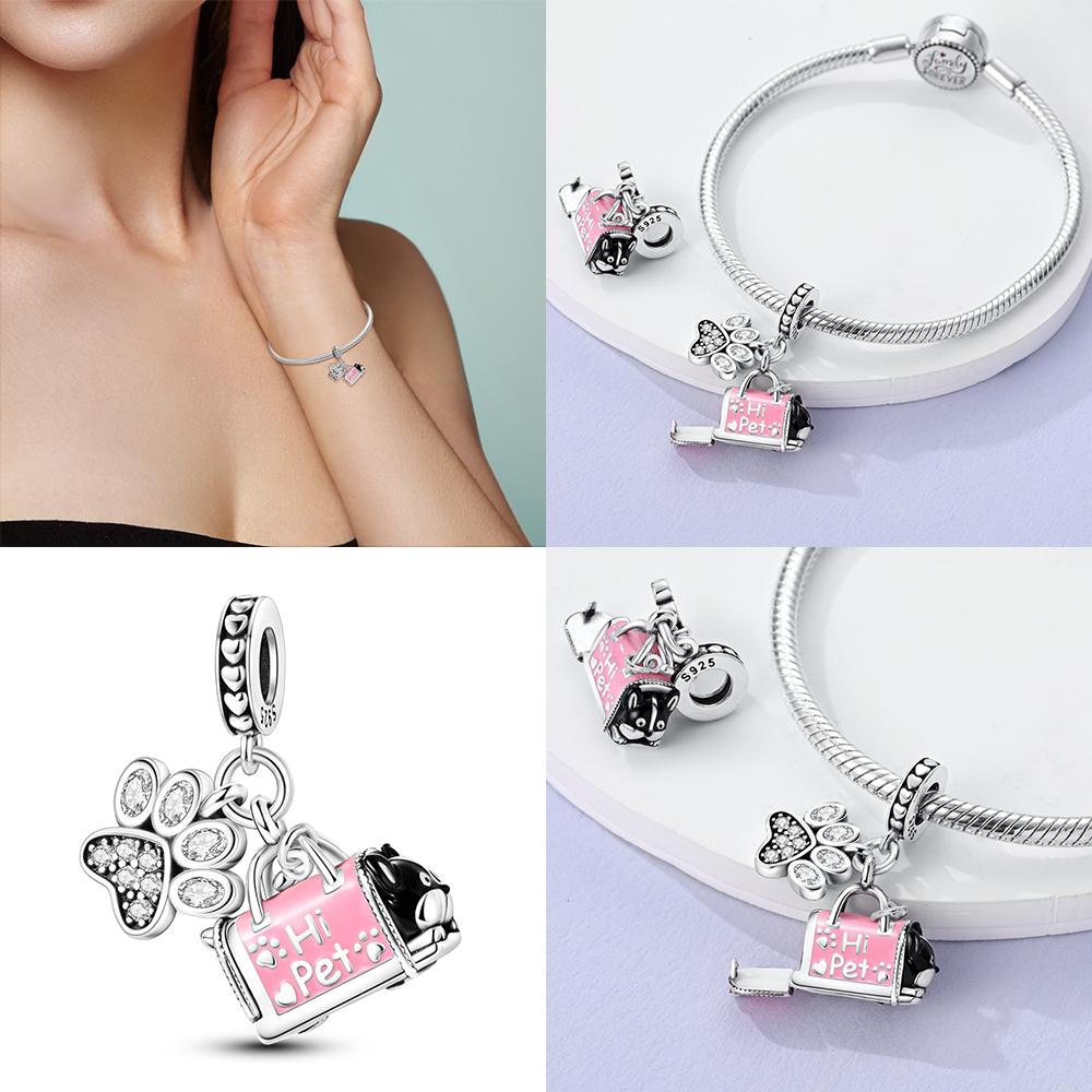 Copper Pink Ballet Skates Girls Charms Fit Original Bracelet Necklace Diy Bead For Women Jewelry Make Gift