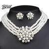 Artificial Pearl Necklace Set 2Pcs/Set Imitation Jewelry Retro Style Flower