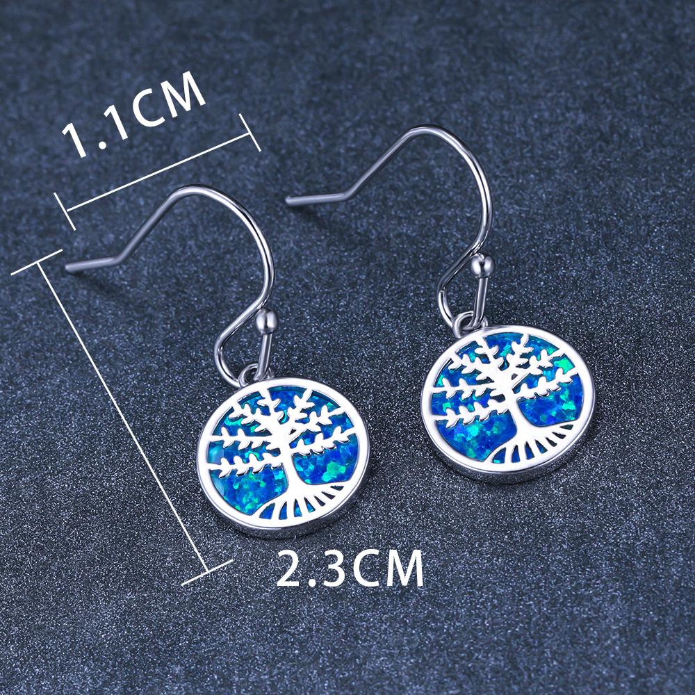 

New Korean Style Golden Life Tree Round Disc Womens Versatile Earhook Earrings