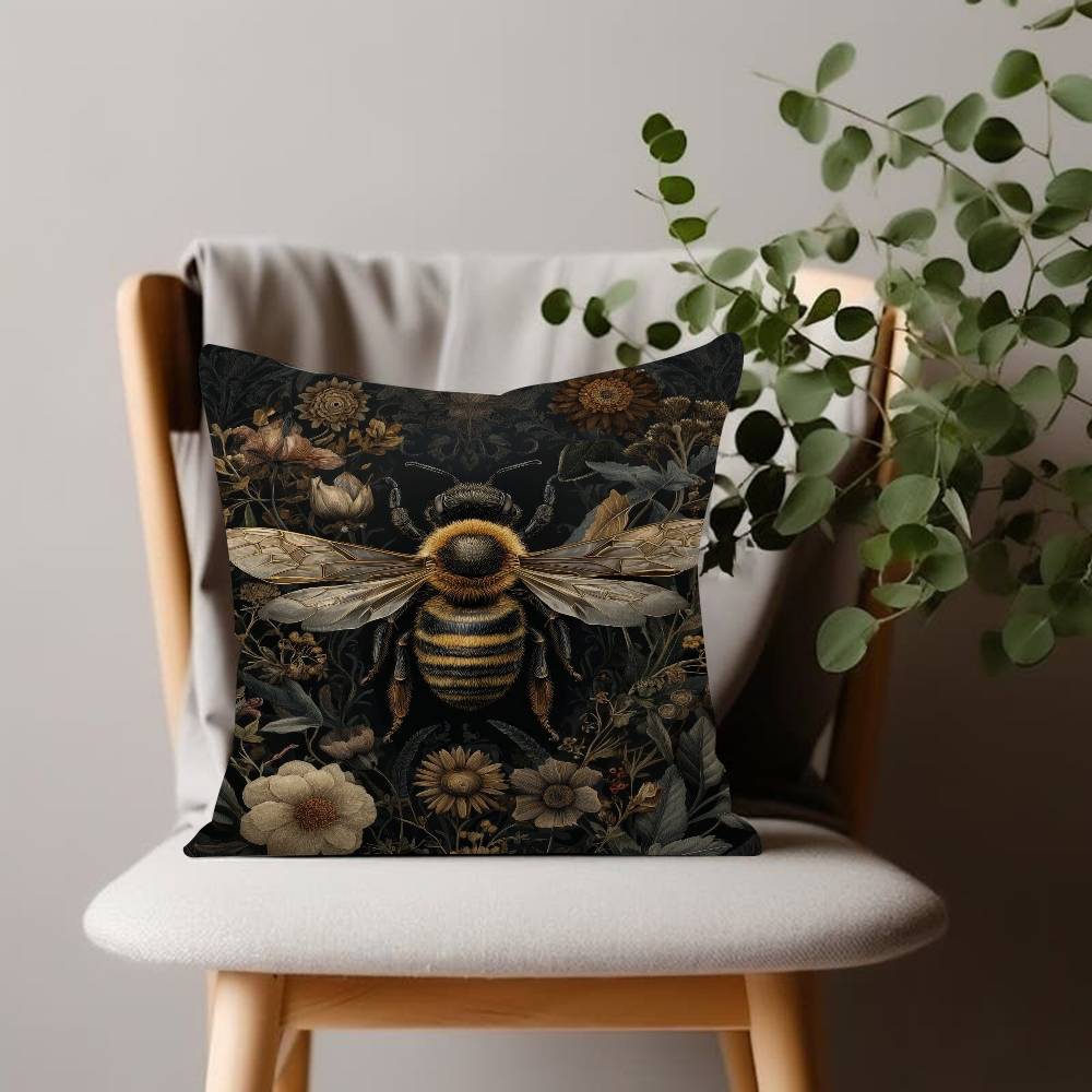 Mystical Vintage Bee Pattern Cushion Cover Pillowcase Upholstery Pillows for Sofa Throw Pillow Home Decor Pillowcas